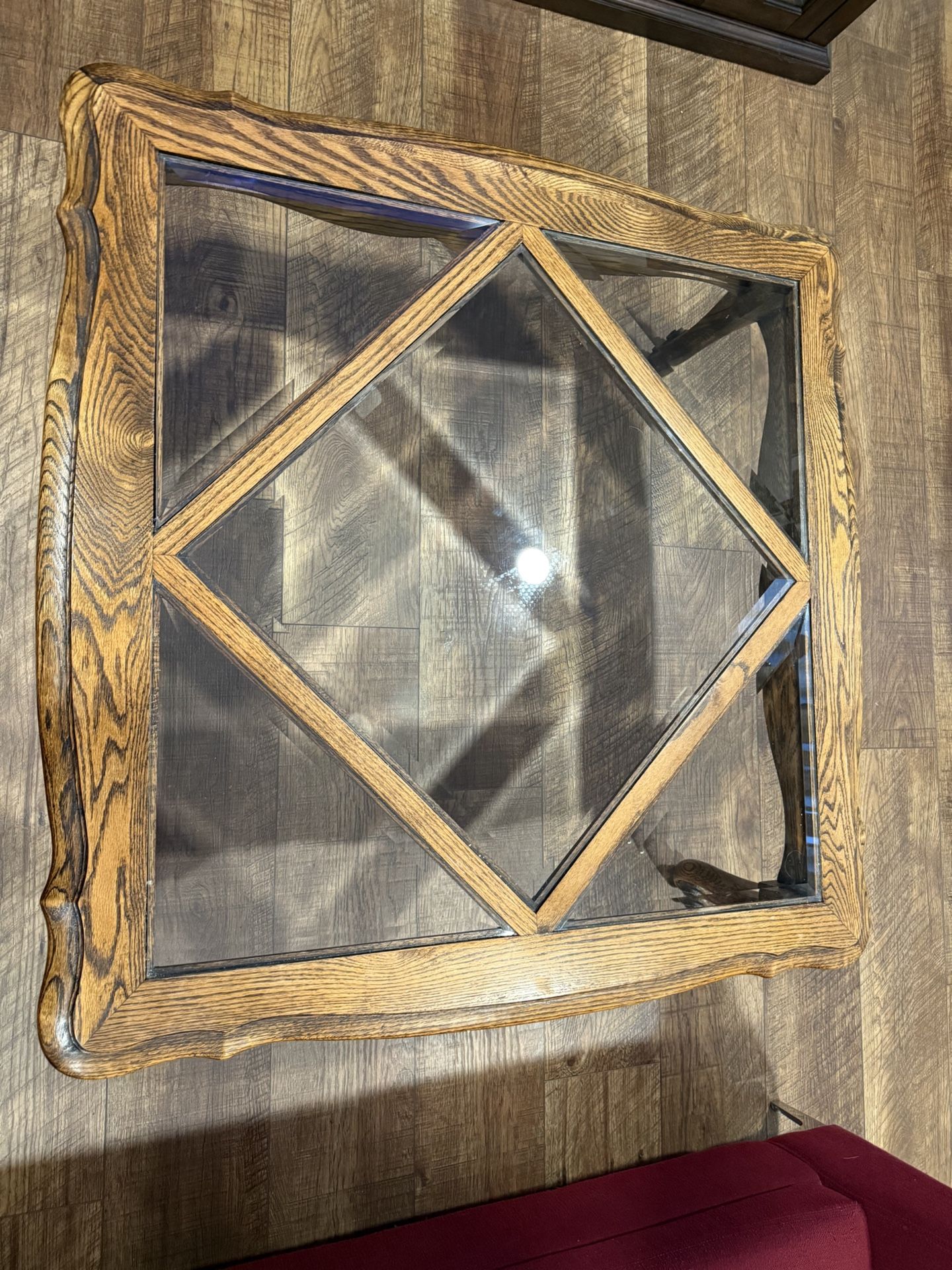 Coffee Table Oak Wood With Glass Top
