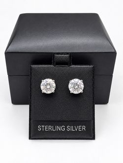 925 Sterling Silver 4.00CTW MOISSANITE Stud Push Back Earrings