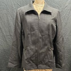 Erika Womens Shacket Dress Shirt Jacket Size 12 Black Full Zip Collared Career