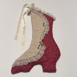 Vintage long Victorian High Heel Shoe Boot Christmas Stocking Hand Made
