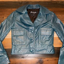 Nasty Gal Cropped Philadelphia Eagles 100% Leather Biker Jacket