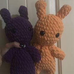 Orange And Purple Crochet Alien Plushies 