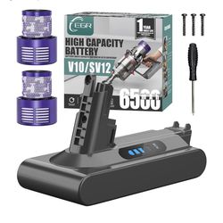 EGR Battery Replacement Compatible with Dyson V10 Animal/Absolute/Fluffy/Motorhead SV12 Cordless Stick Vacuum Cleaner with 2 Filters (Not Fit V8 and S
