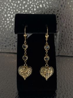 14k Diamond Cut Style Heart Earrings