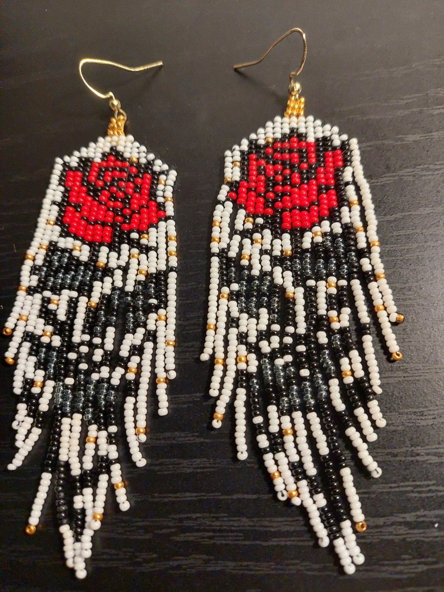 Rose Glass Bead Earrings