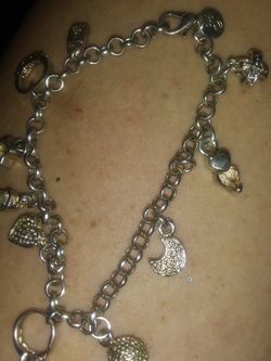 Sterling silver charm bracelet stamped 925