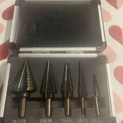 5 pc unibit set new in box $35 for set located in n Lakeland  1 3/8” is the largest one in size 