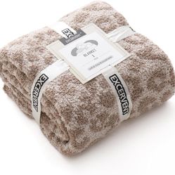 EXCERVENT Ultra Soft Microfiber Fluffy Throw Blanket - 50" x 60", Khaki Leopard (NEW)