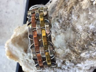 925 Brass & Copper Weave Cuff Bangle