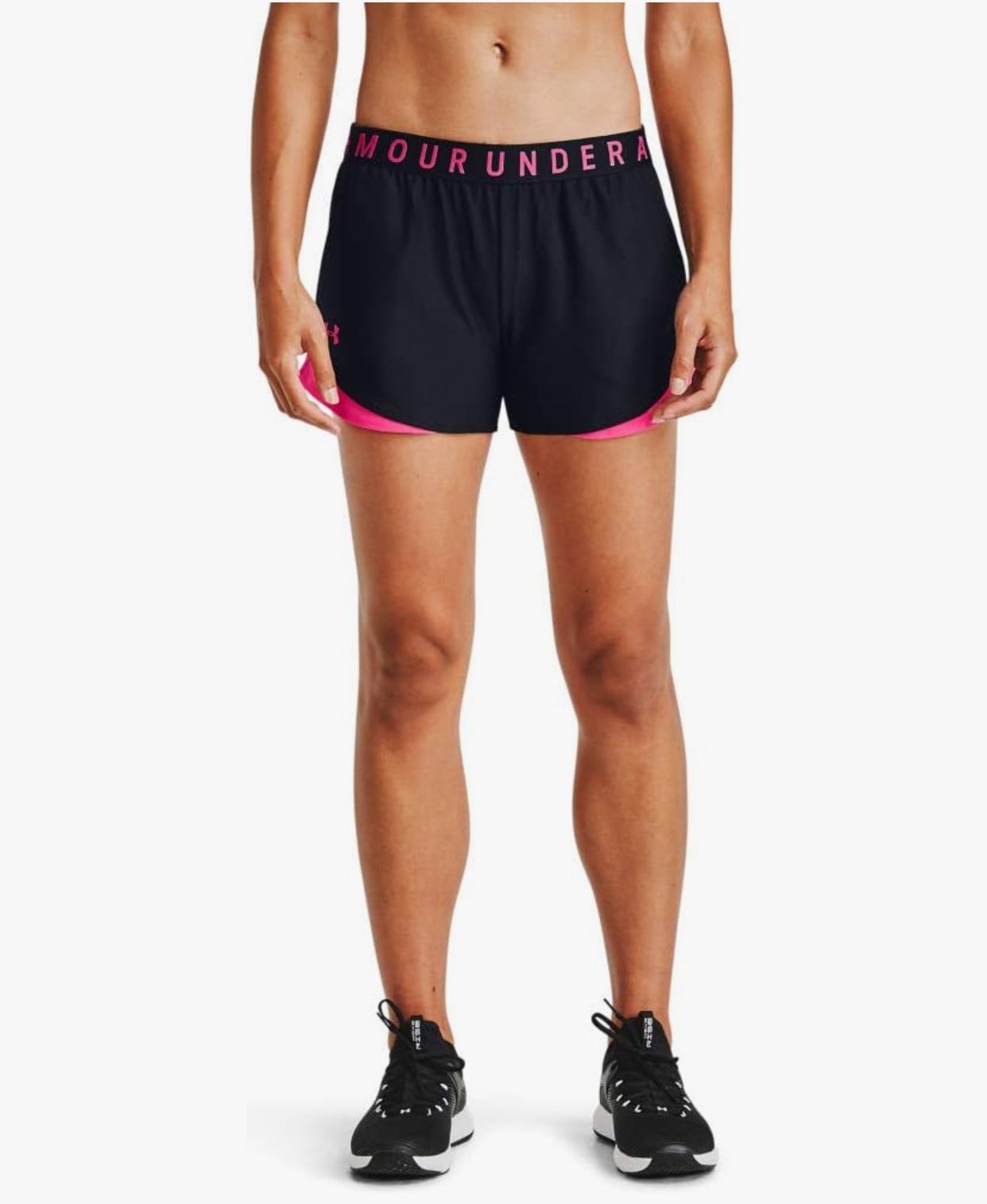 Under Armour Womens Play Up 3.0 Shorts , Black (028)/Cerise , XX-Small
