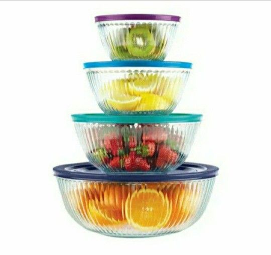 Pyrex 8-piece Sculpted Glass Mixing Bowl Set
