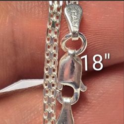 18" Bismark Solid Silver Necklace 2mm Thick Genuine Solid Sterling Silver Italian Silver 