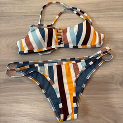 Damsel Striped Bikini Set Size Small Padded Two Piece