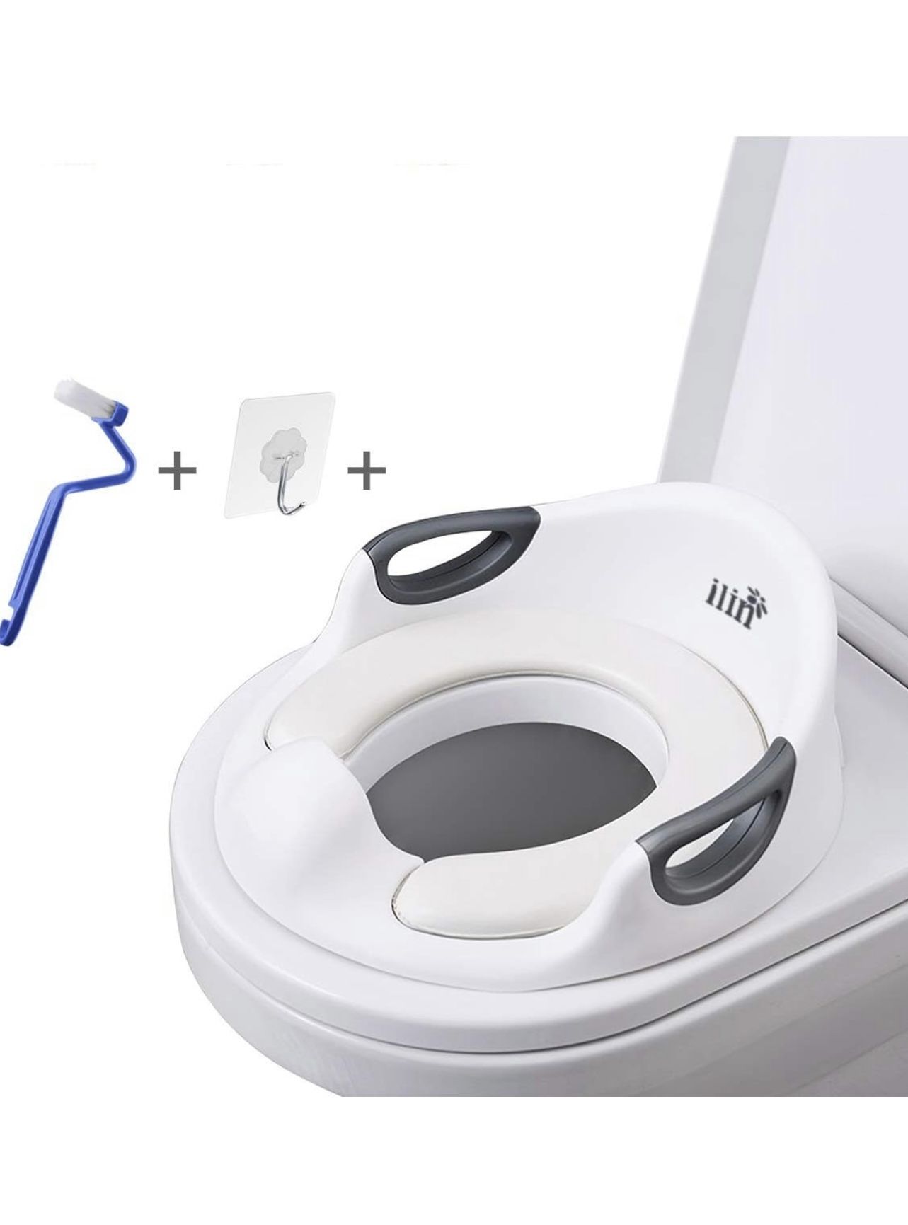 Potty Training Seat For Kids Boys Girls Toddlers Toilet Seat For Baby With Cushion Handle And Backrest Toilet Trainer For Round And Oval Toilets (Whit