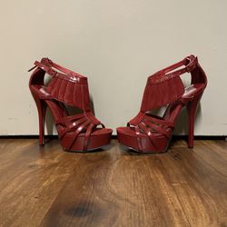 Brand New Woman’s Shek brand Red Leather High Heel Shoes Up For Sale