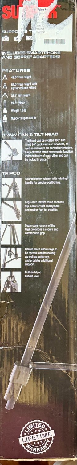 SUNPAK 5858d Photo/Video Tripod, Black