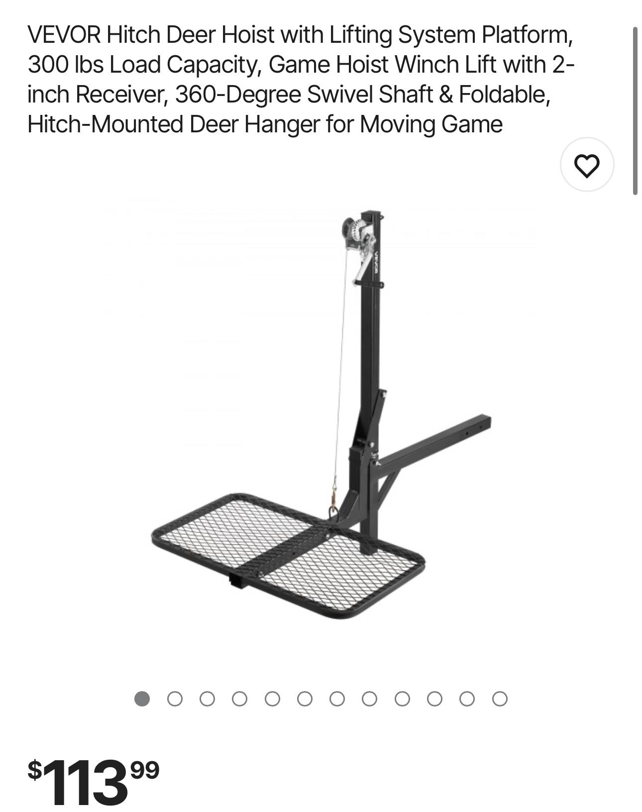 VEVOR Hitch Deer Hoist with Lifting System 300lb