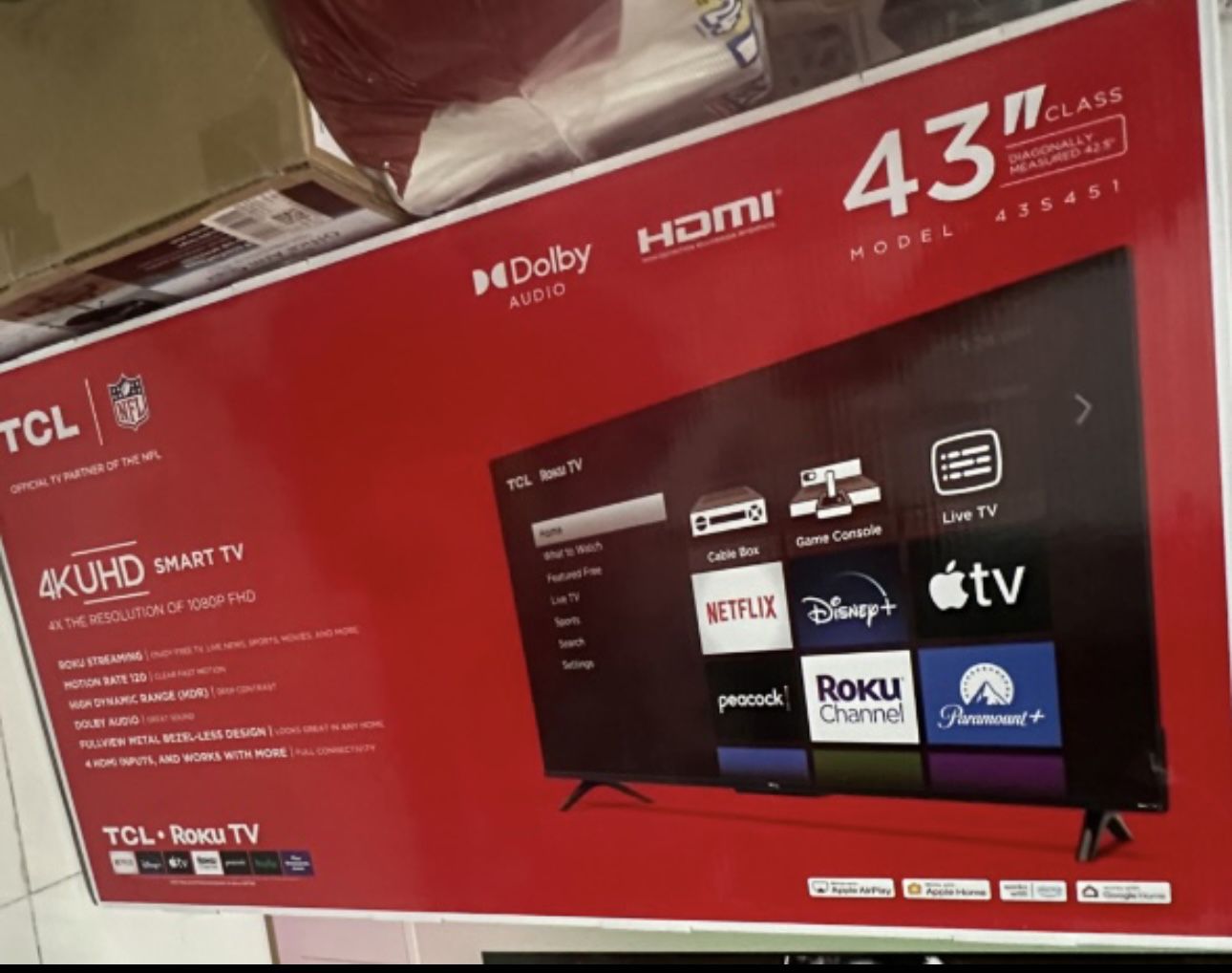 TCL 4k UHD smart tv roku 43