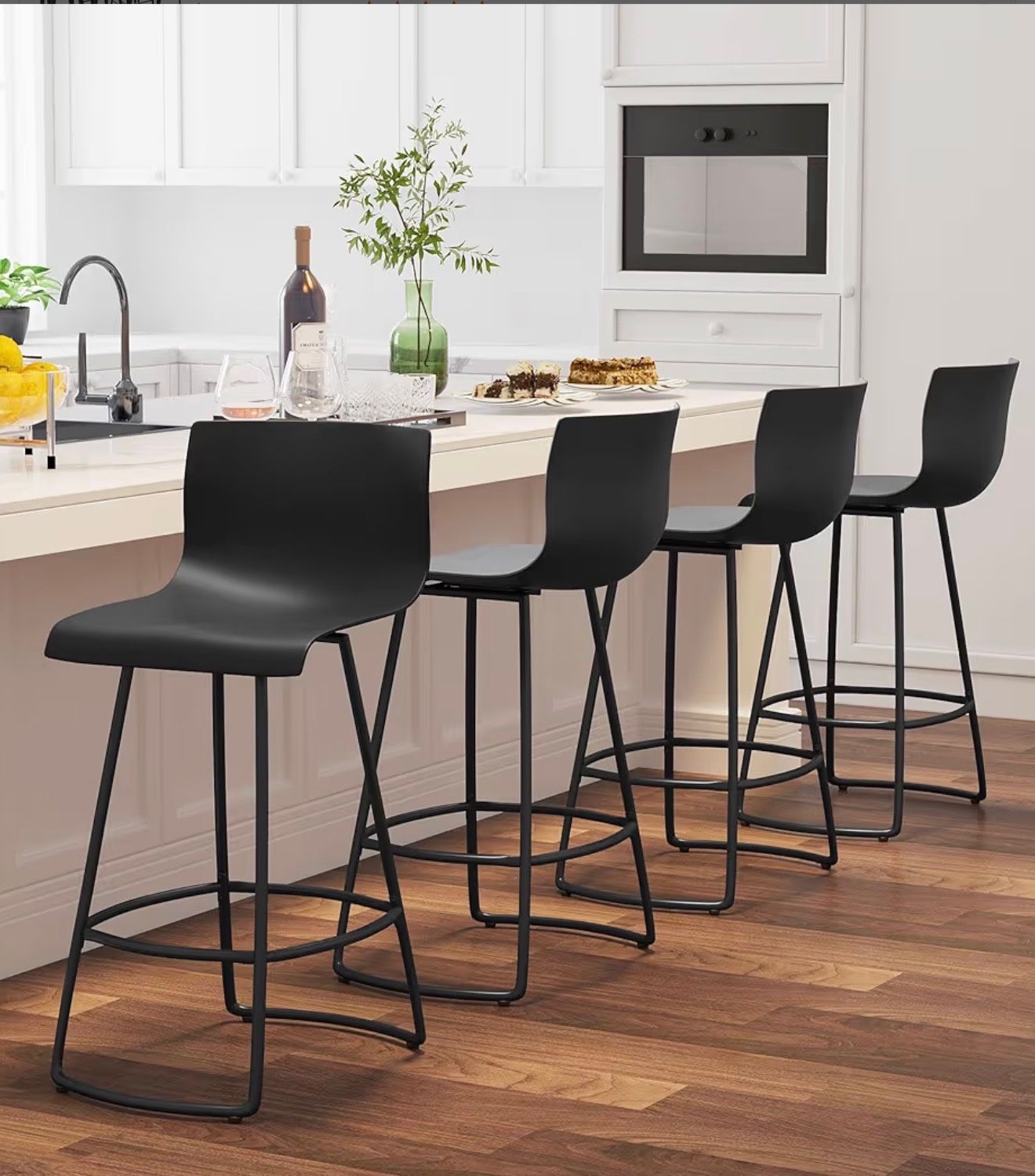 26” Black Swivel Bar Stools (Set of 4)