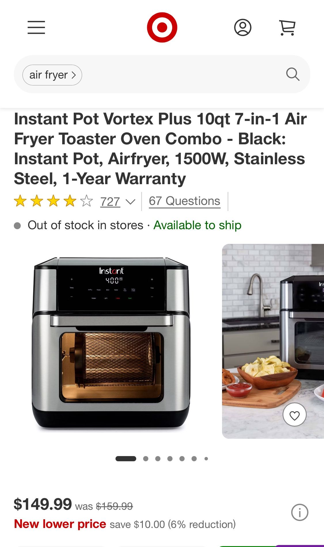 Instant Pot Vortex Plus Air Fryer Oven