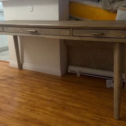 Rustic Gray Wood Console Table or Desk with 3 Drawers