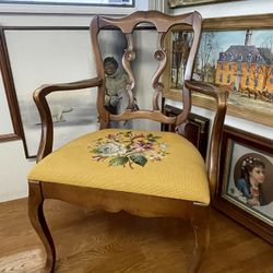 Beautiful 1952 Mcm, Louis, XV Wood Armchair With Floral Matisse
