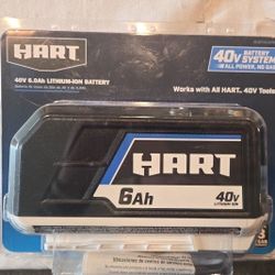40 Volt 6.0 Ah Lituim Ions Battery Works With All HART TOOLS, NEW! Retail $190; Supet Bargain! never Opened