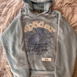 Size Large Light Blue Wash Rhinestone Sp5Der Hoodie Size Large