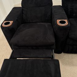 Suede Reclining Sofa - Theater Seats - Reclining Couch 3 Piece