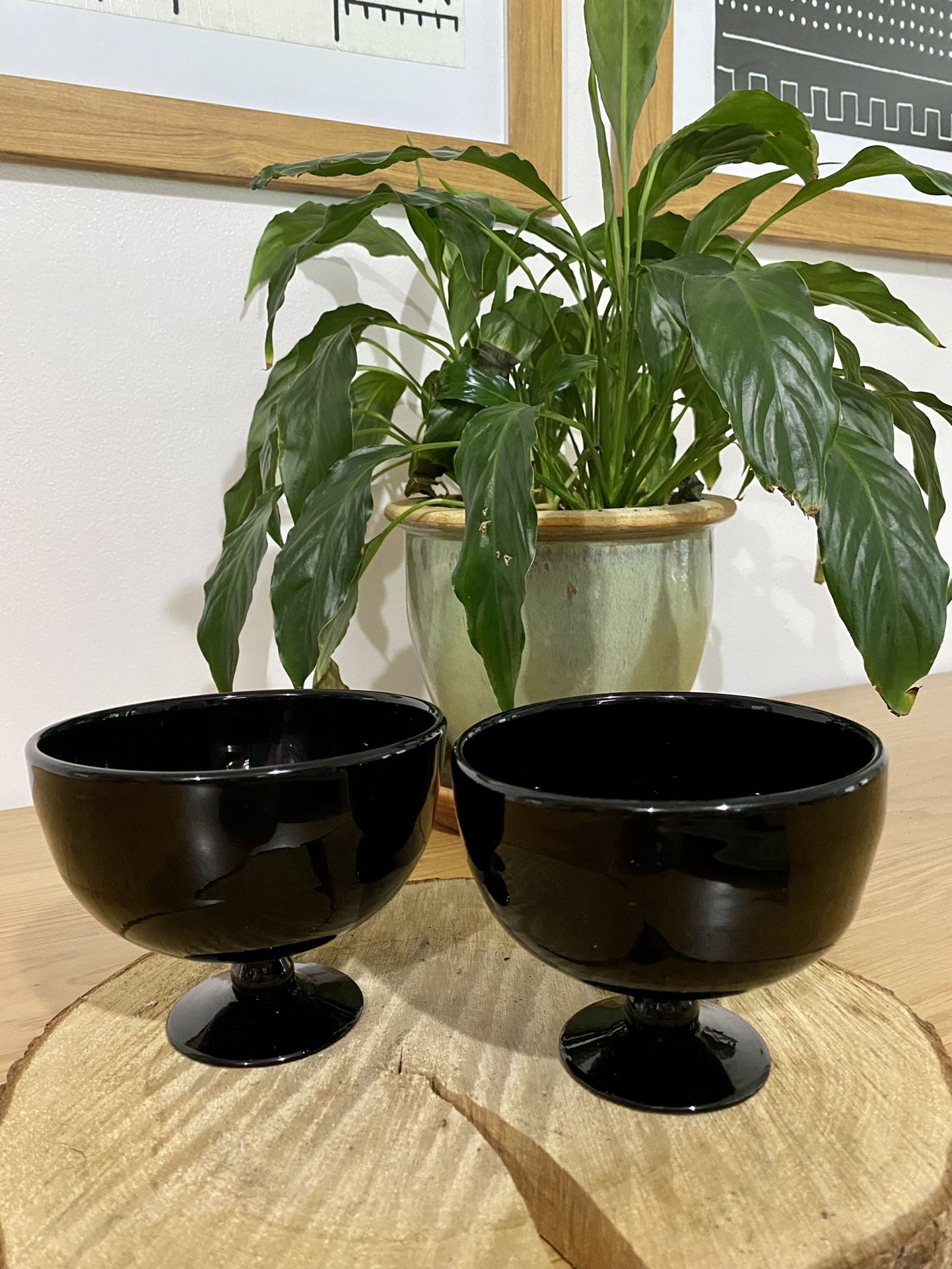 Vintage Black Ice Cream Dishes 