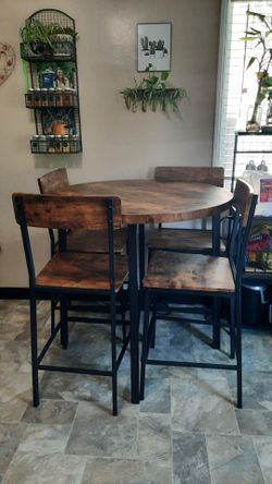 Round Counter Height Dining Table Set with 4 Chairs