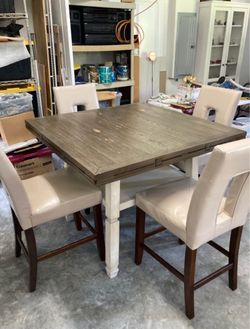 Counter height, table and chairs