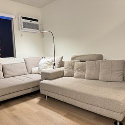 Modern Beige Sectional Sofa with Adjustable Headrests