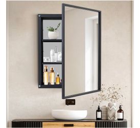 17x 27 Recessed Medicine Cabinet, Black