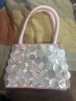 Indochine Home Pink Mother-of-Pearl Shell Button Handbag
