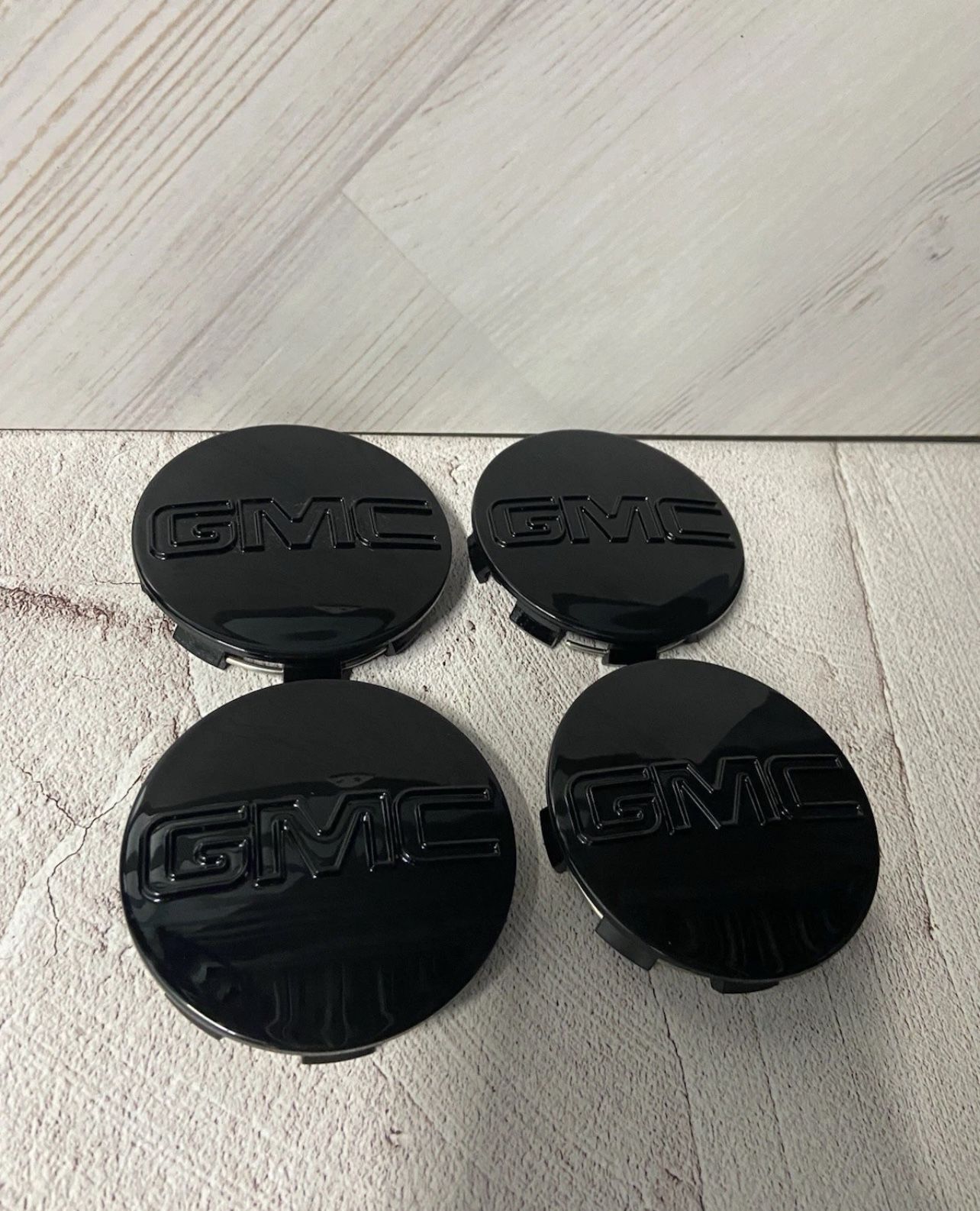 SET OF 4 GMC GLOSSY BLACK 83 mm/3.25 inch Wheel Rim Center Hub Caps