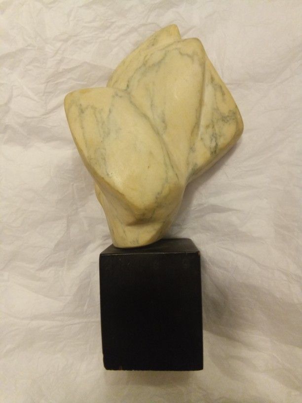 VINTAGE LARGE HEAVY ABSTRACT ITALIAN CARRERA MARBLE STONE SCULPTURE