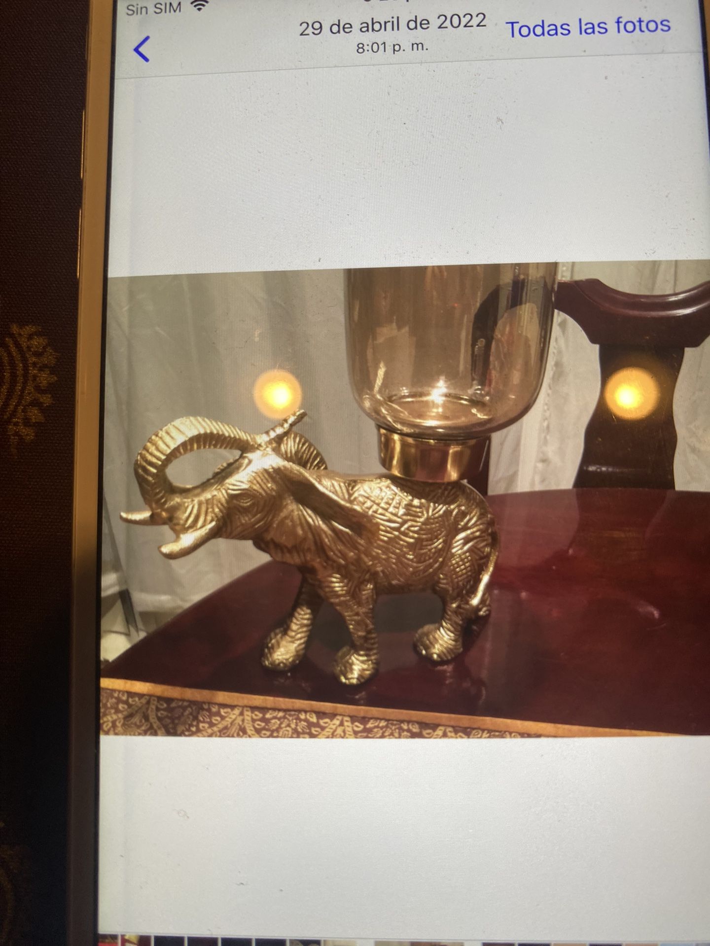 Very Antique Candle Metal Crystal $45