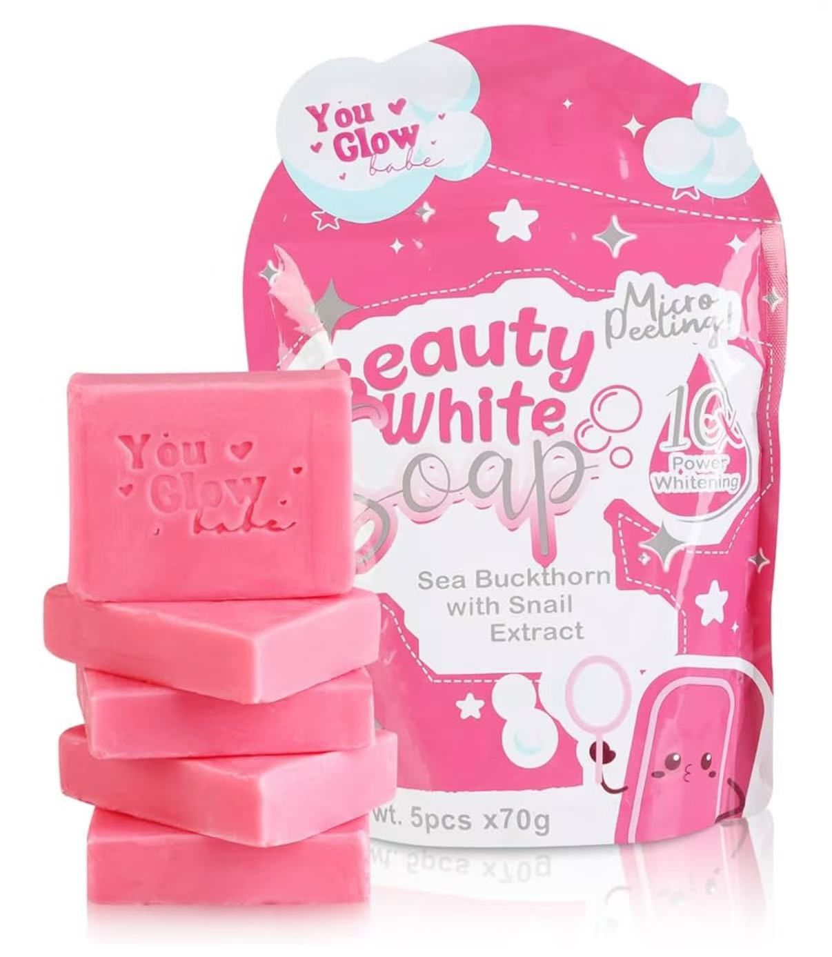 You Glow Babe, You Glow Babe Soap, Sea Buckthorn with Snail Extract, Moisturizing Skin, 5 x 70 g Packaging