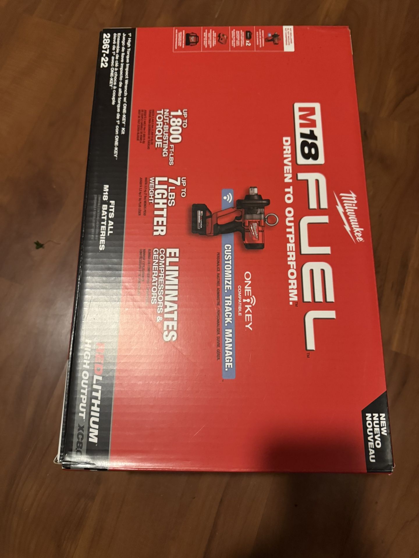 Milwaukee M18 FUEL ONE-KEY 18V Lithium-lon Brushless Cordless 1 in. Impact Wrench with Friction Ring and Two 8.0 Ah Batteries