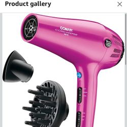 Conair Hair Dryer with Retractable Cord, 1875W Blow Dryer, 3 Heat Settings, 2 Speeds, Blow Dryer with Diffuser and Concentrator Attachments, Ionic + T