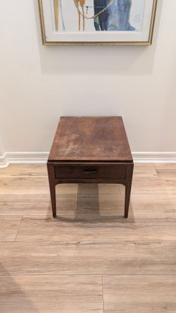 Lane Furniture 1960's - Dark Wood End Table with Drawer and Matching Side Table
