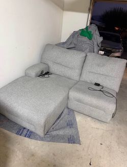 Ashley furniture Light Grey Fabric Power Recliner Sectional