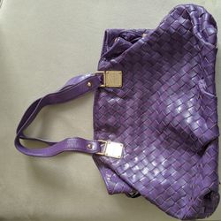 Michael Kors Purse - Woven Purple Leather And Patent