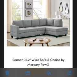 Modern Gray Sectional Sofa – Renner 95.2" by Mercury Row