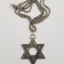 New Plated Star Of David On Rope Chain