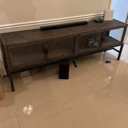Tv Stand / Book Case Grey Wood And Black Iron - West Elm 