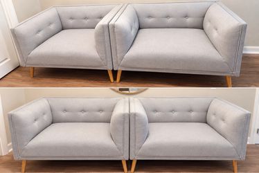 Mid-Century Modern Gray Sectional Sofa Set