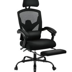 Ergonomic Office Chair Reclining, Adjustable With Foot Rest Black
