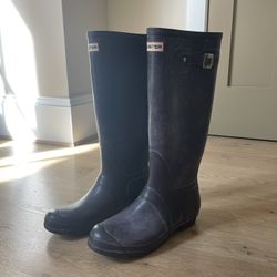 Hunter Original Tall Rain Boots (Dark Purple, Size 10)
